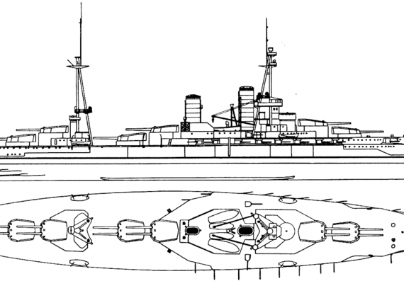 Боевой корабль IJN Ise 1917 [Battleship] - чертежи, габариты, рисунки